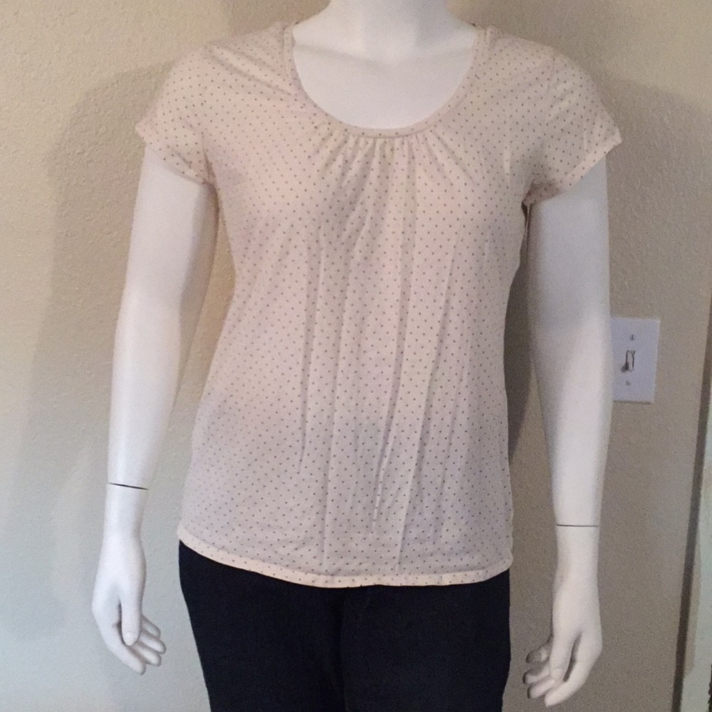 Cream blouse with small black polkadots